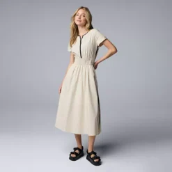 Women's Simply Vera Vera Wang Contrast Midi Dress -Vera Wang Shop 7495658 Silver Lining 1