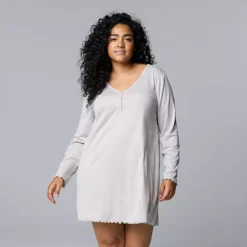 Plus Size Simply Vera Vera Wang Pointelle Long Sleeve Sleepshirt