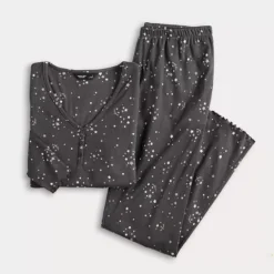 Women's Simply Vera Vera Wang Pointelle Pajama Top & Pajama Bottoms Set -Vera Wang Shop 7513469 ALT2