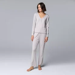 Women's Simply Vera Vera Wang Pointelle Pajama Top & Pajama Bottoms Set -Vera Wang Shop 7513469 Grey Heather