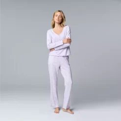 Women's Simply Vera Vera Wang Pointelle Pajama Top & Pajama Bottoms Set -Vera Wang Shop 7513469 Lilac Floral