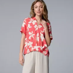 Women's Simply Vera Vera Wang Drapey Surplice Top 24 Women's Simply Vera Vera Wang Drapey Surplice Top -Vera Wang Shop 7530656 Red Faded Dye Floral