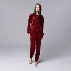 Women's Simply Vera Vera Wang Long Sleeve Pajama Top & Pajama Jogger Set -Vera Wang Shop 7570773 ALT2