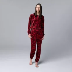 Petite Simply Vera Vera Wang Long Sleeve Pajama Top And Pajama Bottoms Set -Vera Wang Shop 7570774 ALT2