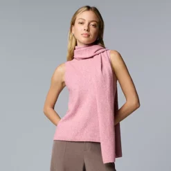 Women's Simply Vera Vera Wang Scarf Sweater Tank -Vera Wang Shop 7599409 Heather Rose 1