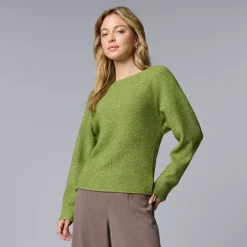 Women's Simply Vera Vera Wang Crewneck Pullover Sweater -Vera Wang Shop 7599410 Rapid Green