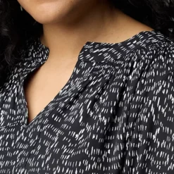 Plus Size Simply Vera Vera Wang Long Sleeve Smocked Neck Blouse -Vera Wang Shop 7608373 ALT2