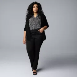 Plus Size Simply Vera Vera Wang Long Sleeve Smocked Neck Blouse -Vera Wang Shop 7608373 ALT3