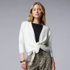 Women's Simply Vera Vera Wang Luxe Cashmere Blend 4-Way Cardigan -Vera Wang Shop 7616872 Coconut Milk