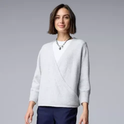 Women's Simply Vera Vera Wang Luxe Cashmere Blend 4-Way Cardigan -Vera Wang Shop 7616872 Light Gray Fox Heather