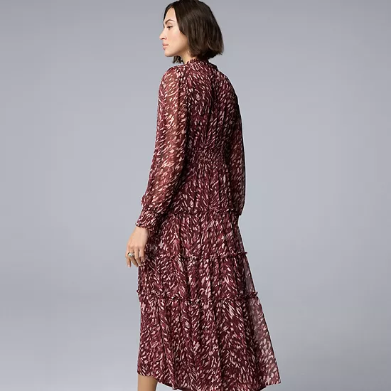 Women's Simply Vera Vera Wang Smocked Long Sleeve Maxi Dress 2 Women's Simply Vera Vera Wang Smocked Long Sleeve Maxi Dress - Image 2