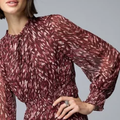 Women's Simply Vera Vera Wang Smocked Long Sleeve Maxi Dress 9 Women's Simply Vera Vera Wang Smocked Long Sleeve Maxi Dress -Vera Wang Shop 7619862 ALT2