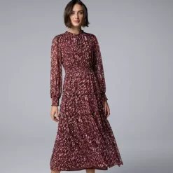 Women's Simply Vera Vera Wang Smocked Long Sleeve Maxi Dress