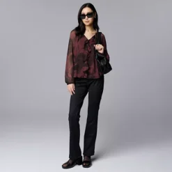 Women's Simply Vera Vera Wang Ruffled Long Sleeve Blouse -Vera Wang Shop 7619875 ALT3