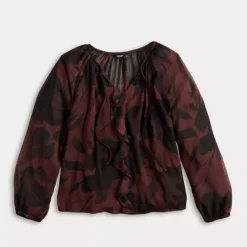 Women's Simply Vera Vera Wang Ruffled Long Sleeve Blouse -Vera Wang Shop 7619875 ALT4