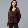 Women's Simply Vera Vera Wang Ruffled Long Sleeve Blouse