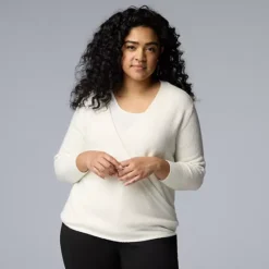 Plus Size Simply Vera Vera Wang Cashmere Blend 4-Way Wrap Cardigan -Vera Wang Shop 7622909 Coconut Milk