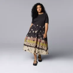 Plus Size Simply Vera Vera Wang Mixed Media Maxi Dress