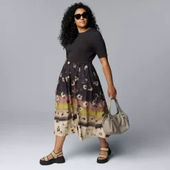 Plus Size Simply Vera Vera Wang Mixed Media Maxi Dress -Vera Wang Shop 7622958 ALT3