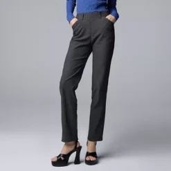 Women's Simply Vera Vera Wang Polished Twill Slim Straight Pants -Vera Wang Shop 7622983 Charcoal Texture