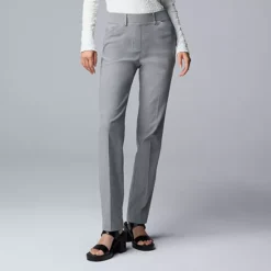 Women's Simply Vera Vera Wang Polished Twill Slim Straight Pants -Vera Wang Shop 7622983 Dark Gray Fox Heather