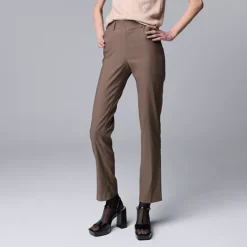 Petite Simply Vera Vera Wang Polished Twill Slant Pocket Slim Straight Pants -Vera Wang Shop 7624600 Benji Brown