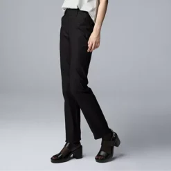 Petite Simply Vera Vera Wang Polished Twill Slant Pocket Slim Straight Pants