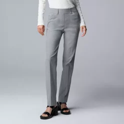 Petite Simply Vera Vera Wang Polished Twill Slant Pocket Slim Straight Pants -Vera Wang Shop 7624600 Dark Gray Fox Heather