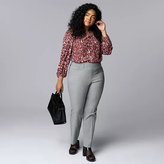 Plus Size Simply Vera Vera Wang Polished Twill Slant Pocket Slim Straight Pants 4 Plus Size Simply Vera Vera Wang Polished Twill Slant Pocket Slim Straight Pants - Image 4