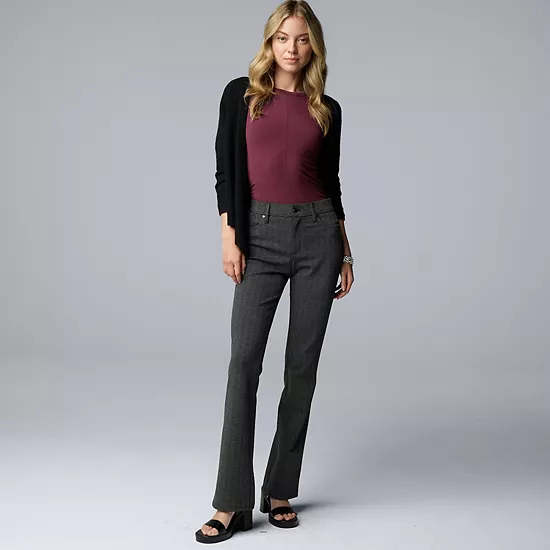 Women's Simply Vera Vera Wang Mid Rise 5 Pocket Ponte Boot Pants 4 Women's Simply Vera Vera Wang Mid Rise 5 Pocket Ponte Boot Pants - Image 4