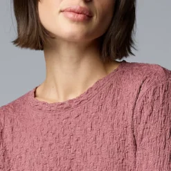 Women's Simply Vera Vera Wang Long Sleeve Pucker Tee -Vera Wang Shop 7625122 ALT2