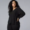 Plus Size Simply Vera Vera Wang Studded Long Sleeve Blouse