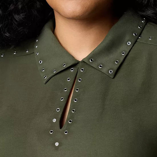 Plus Size Simply Vera Vera Wang Long Sleeve Rivet Popover 3 Plus Size Simply Vera Vera Wang Long Sleeve Rivet Popover - Image 3