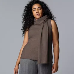 Plus Size Simply Vera Vera Wang Scarf Sweater Tank Top -Vera Wang Shop 7629938 Benji Brown
