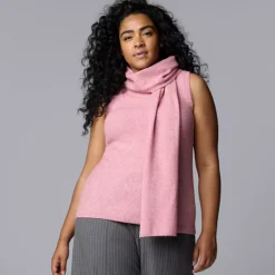 Plus Size Simply Vera Vera Wang Scarf Sweater Tank Top -Vera Wang Shop 7629938 Heather Rose 1