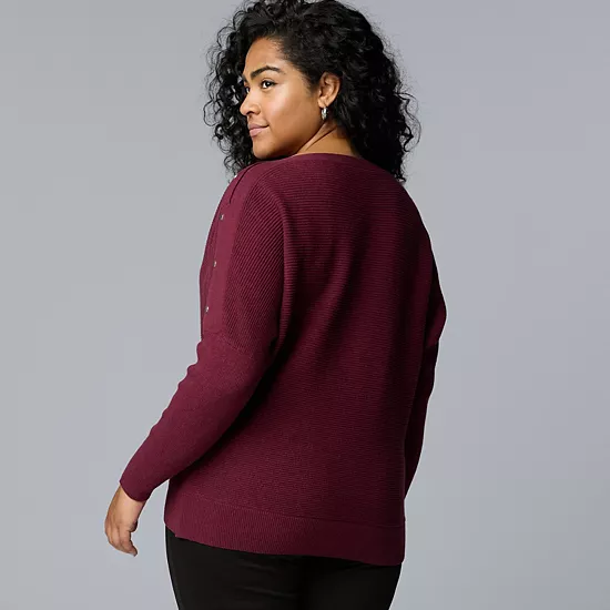 Plus Size Simply Vera Vera Wang Dolman Sleeve Snap Sweater 2 Plus Size Simply Vera Vera Wang Dolman Sleeve Snap Sweater - Image 2