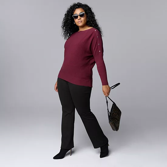 Plus Size Simply Vera Vera Wang Dolman Sleeve Snap Sweater 4 Plus Size Simply Vera Vera Wang Dolman Sleeve Snap Sweater - Image 4