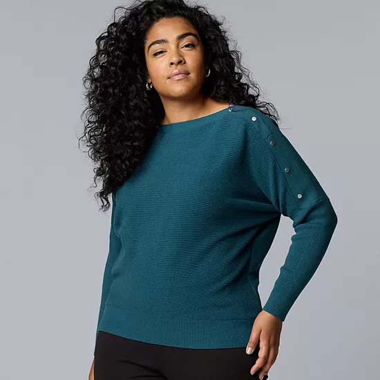 Plus Size Simply Vera Vera Wang Dolman Sleeve Snap Sweater 5 Plus Size Simply Vera Vera Wang Dolman Sleeve Snap Sweater - Image 5