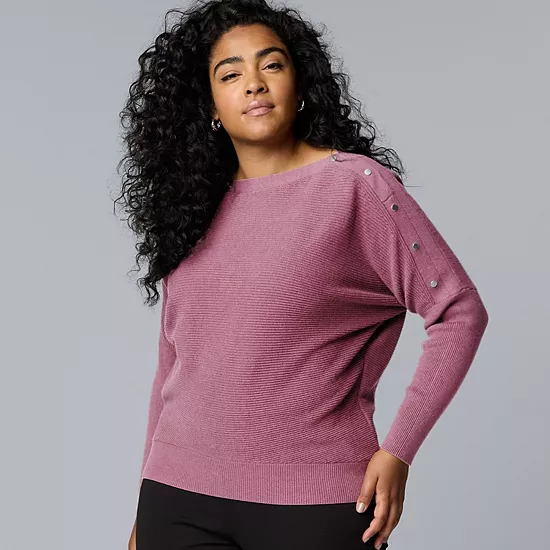 Plus Size Simply Vera Vera Wang Dolman Sleeve Snap Sweater 7 Plus Size Simply Vera Vera Wang Dolman Sleeve Snap Sweater - Image 7