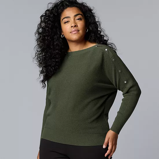 Plus Size Simply Vera Vera Wang Dolman Sleeve Snap Sweater 6 Plus Size Simply Vera Vera Wang Dolman Sleeve Snap Sweater - Image 6