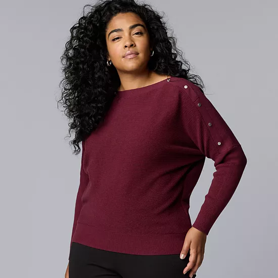 Plus Size Simply Vera Vera Wang Dolman Sleeve Snap Sweater 8 Plus Size Simply Vera Vera Wang Dolman Sleeve Snap Sweater - Image 8