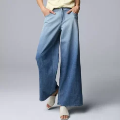 Women's Simply Vera Vera Wang Printed Wide Leg Jeans -Vera Wang Shop 7630443 Faded Ombre Wash 1