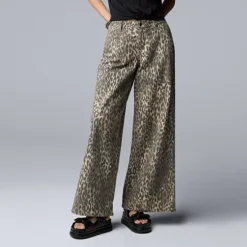 Women's Simply Vera Vera Wang Printed Wide Leg Jeans -Vera Wang Shop 7630443 Light Brown Leo