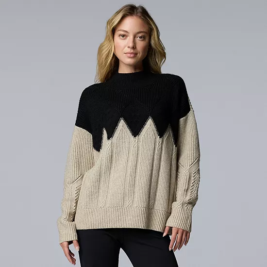 Women's Simply Vera Vera Wang Argyle Turtleneck Sweater 9 Women's Simply Vera Vera Wang Argyle Turtleneck Sweater - Image 9