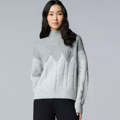Women's Simply Vera Vera Wang Argyle Turtleneck Sweater 16 Women's Simply Vera Vera Wang Argyle Turtleneck Sweater -Vera Wang Shop 7630668 Light Gray Fox Heather