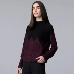 Women's Simply Vera Vera Wang Argyle Turtleneck Sweater