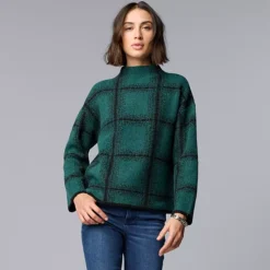 Women's Simply Vera Vera Wang Mock Neck Intarsia Sweater -Vera Wang Shop 7630669 Mediterranea