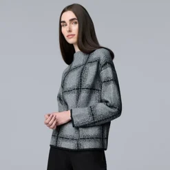 Women's Simply Vera Vera Wang Mock Neck Intarsia Sweater
