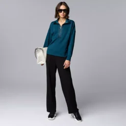 Women's Simply Vera Vera Wang Satin Trim Scuba Half-Zip -Vera Wang Shop 7630704 ALT3