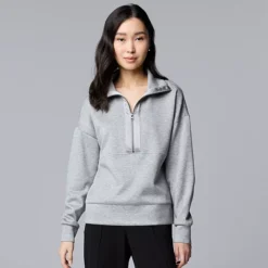Women's Simply Vera Vera Wang Satin Trim Scuba Half-Zip